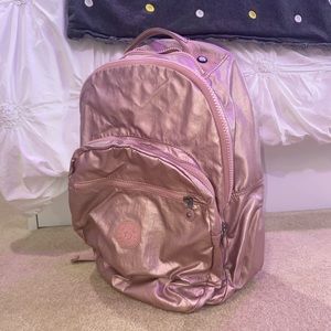 rose gold shimmer kipling backpack